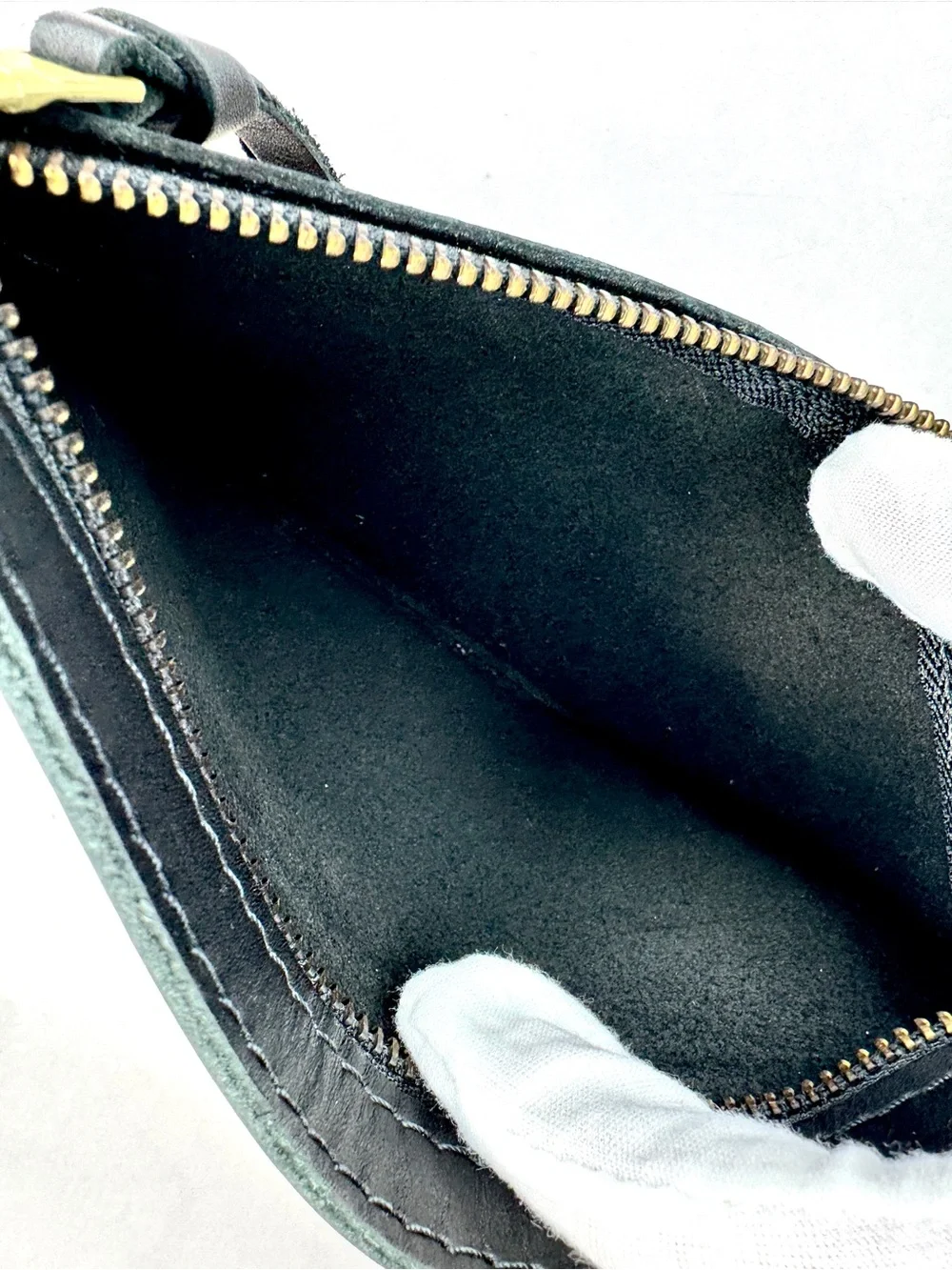 Portland Leather Goods Black Leather Zip Pouch Clutch